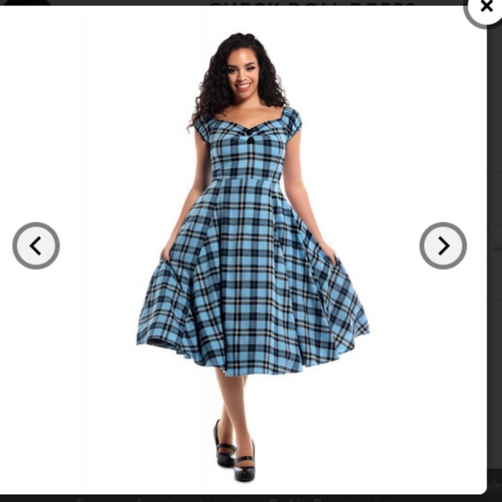 Collectif Blue Plaid Dolores Doll Dress